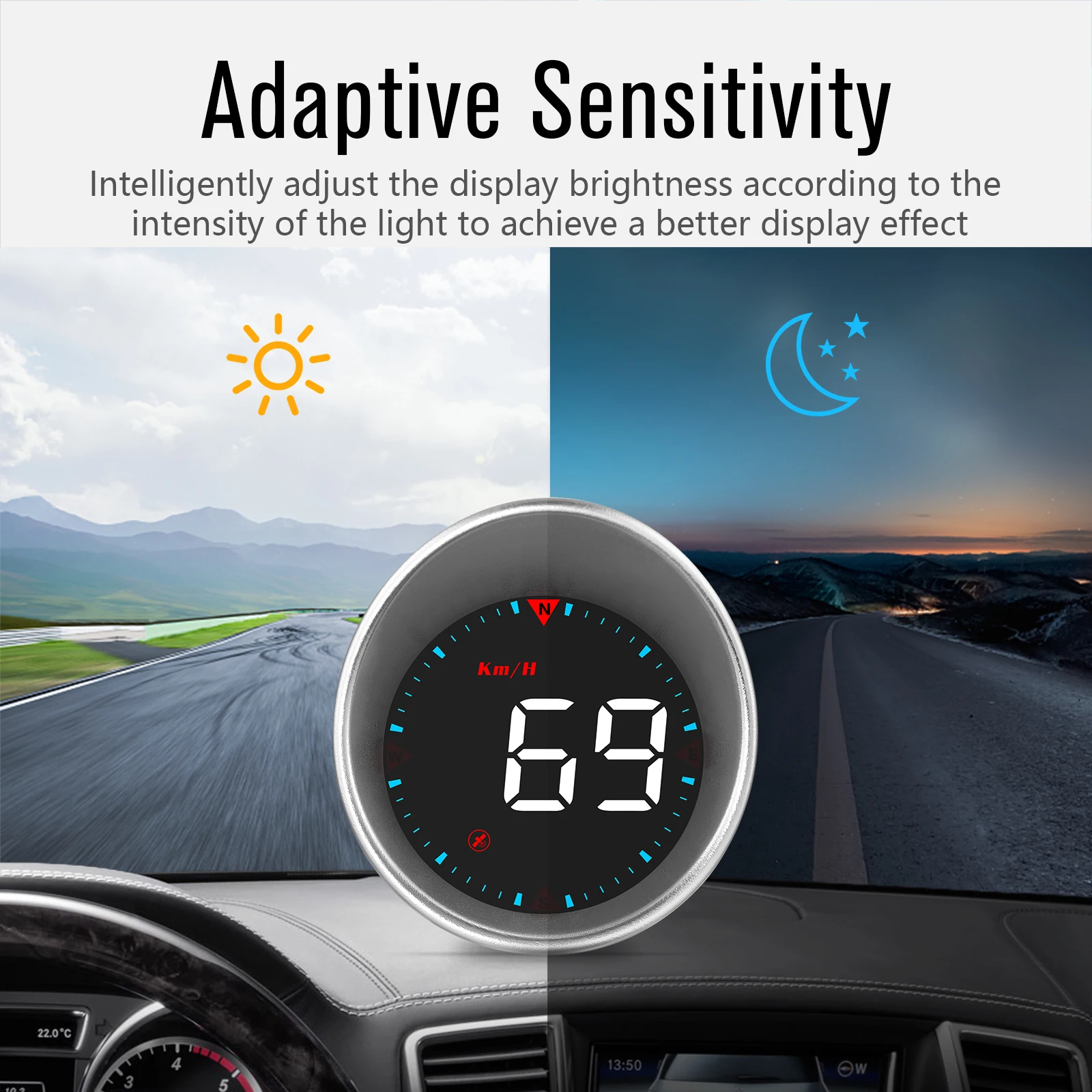 Pantalla frontal HUD G5 con GPS, alarma exceso de velocidad y brújula - imagen 3