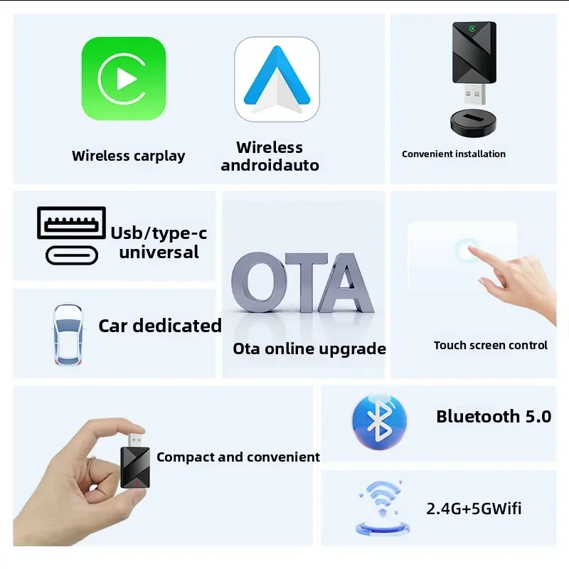 Adaptador inalámbrico CarPlay a Android Auto para coche