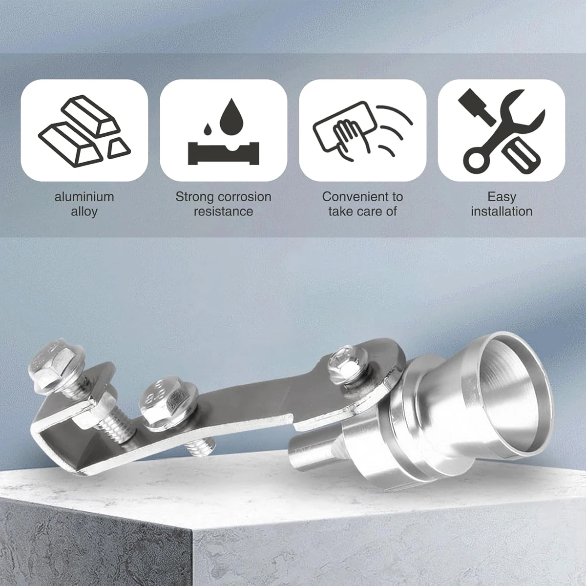 Silenciador simulador BOV turbo universal de aluminio plateado - imagen 4