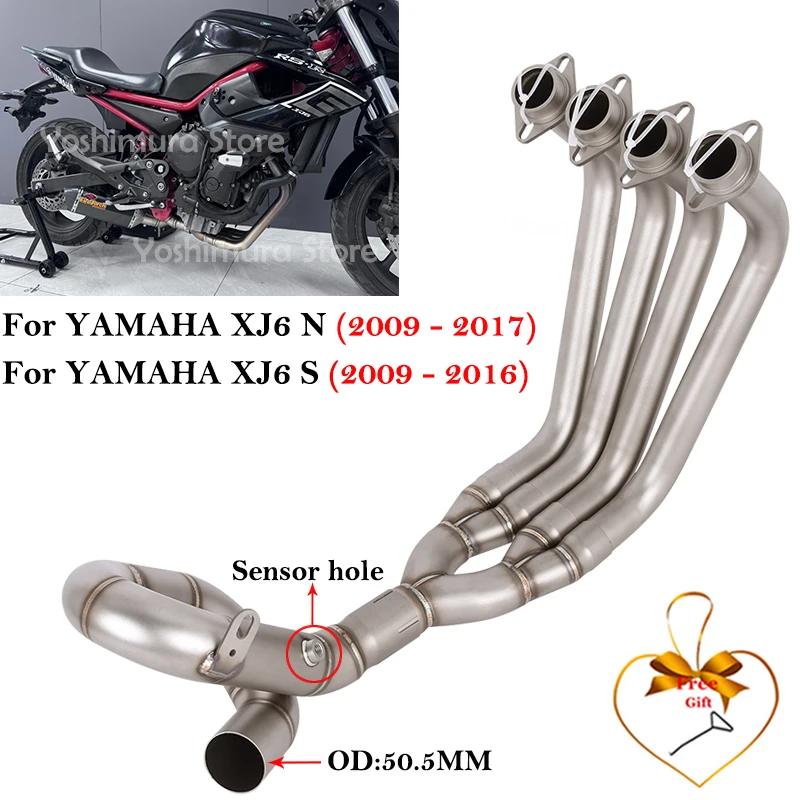 Yamaha XJ6 N/S 2009-2017 Escape medio delantero 51mm acero inoxidable
