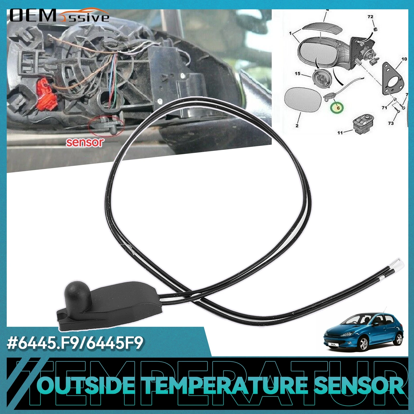 Sensor temperatura aire admisión 6445F9 – PEUGEOT 206 207 Citroën C3 C4