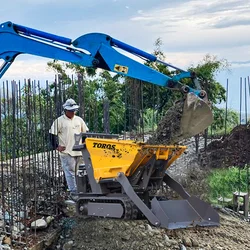Camión volquete hidráulico sobre orugas con volquete elevable