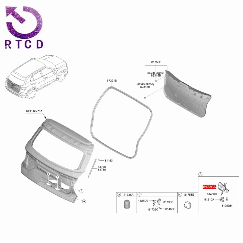 81230-H2200 Cerradura de maletero para Kia KX3 y Hyundai ix25 - imagen 5
