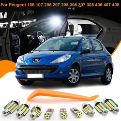 Luz LED Interior Canbus para coche, lámpara Interior para Peugeot 106, 107, 206, 207, 208, 306, 307, 308, 406, 407, 508 SW CC Hatch Saloon, accesorios