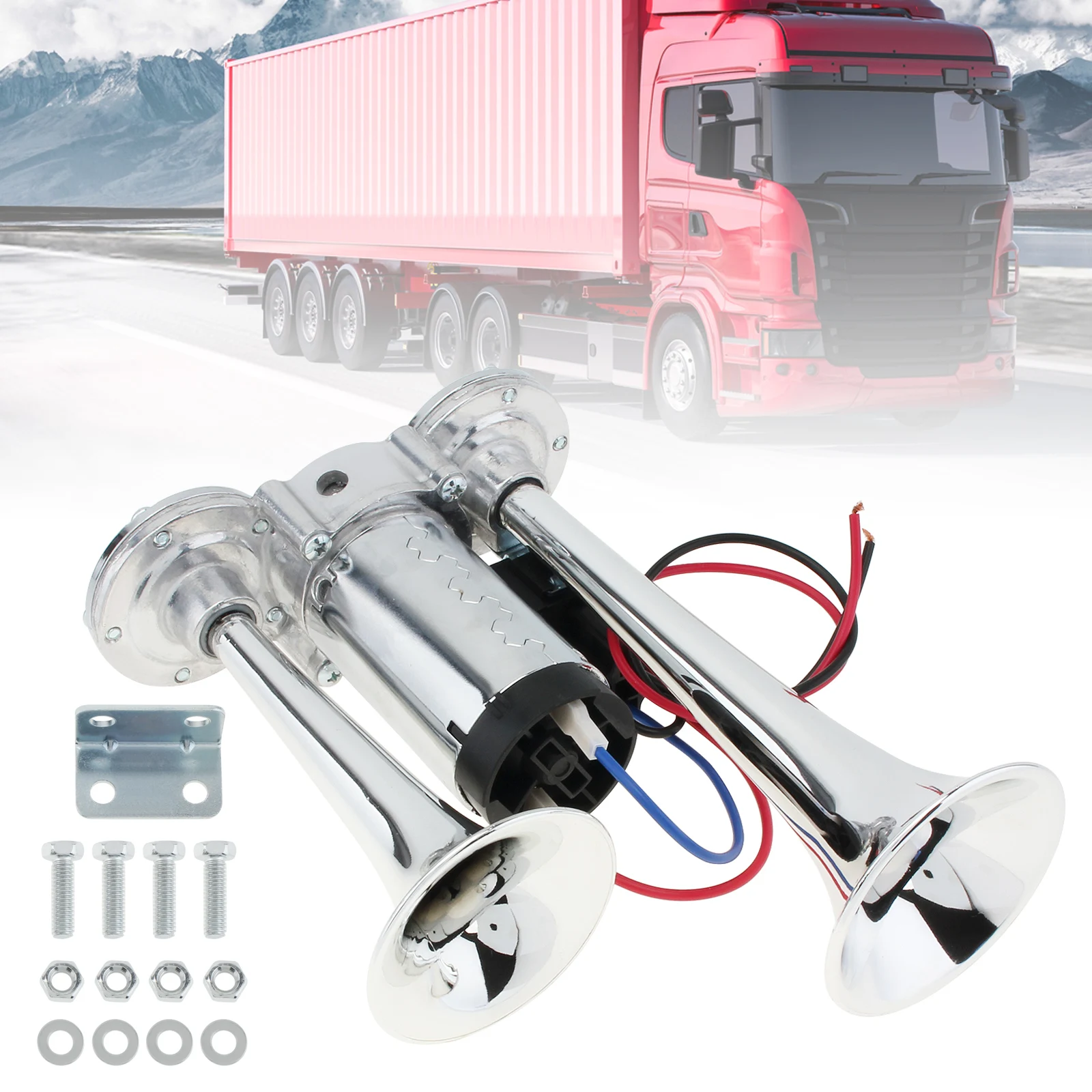 Kit bocina 150 dB 12V/24V con compresor – para camiones y furgonetas