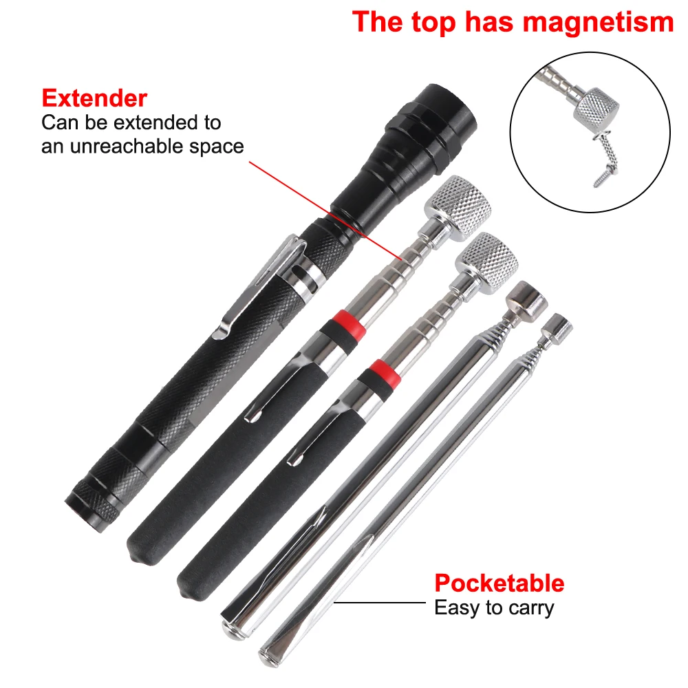 Espejo telescópico de inspección LED con captador magnético ajustable - imagen 2