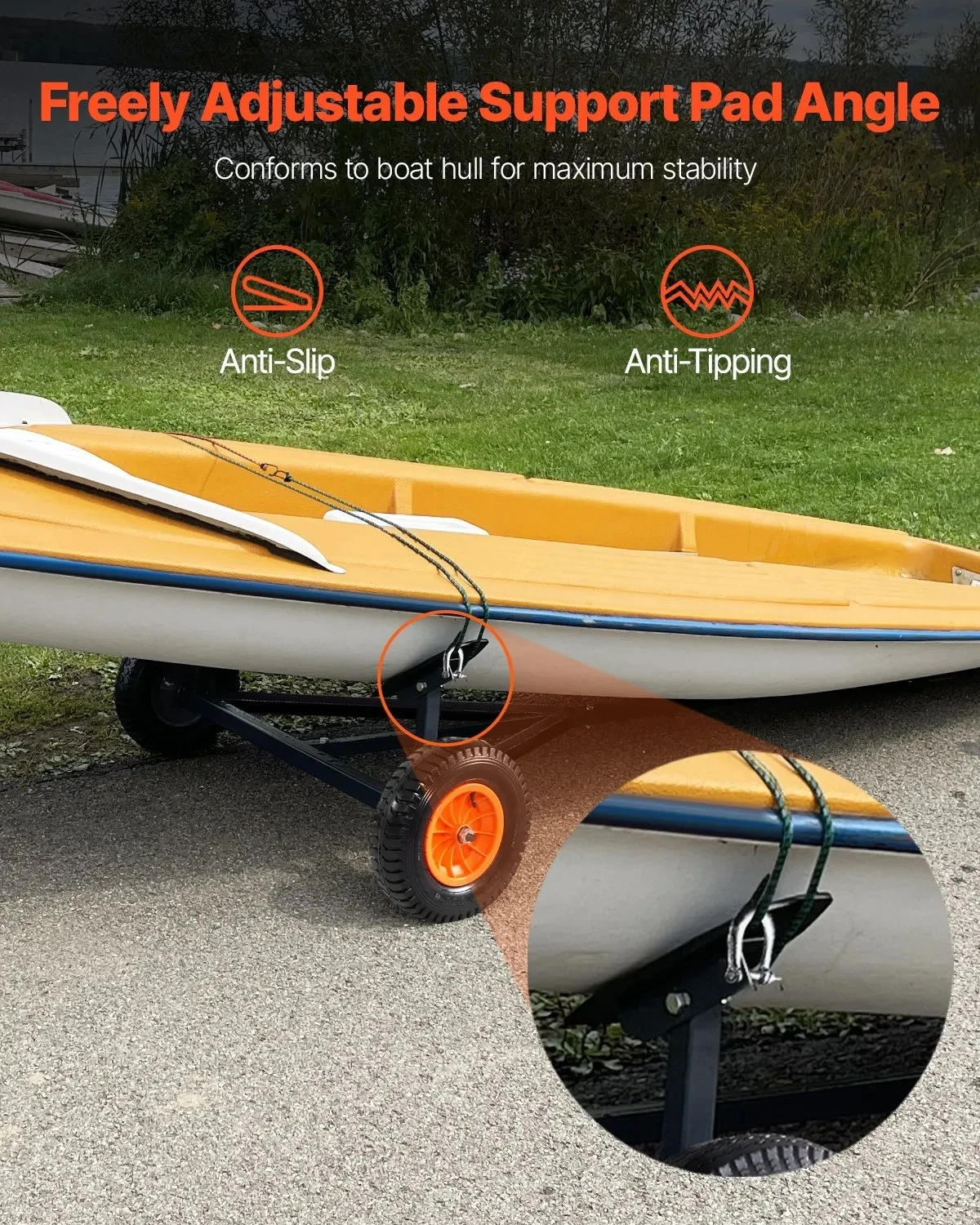 Carro Dolly transportador kayak lancha – 420 lb acero ajustable - imagen 3