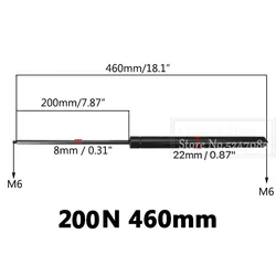 Puntal de gas 200 N y 460 mm M6 para capó de caravana