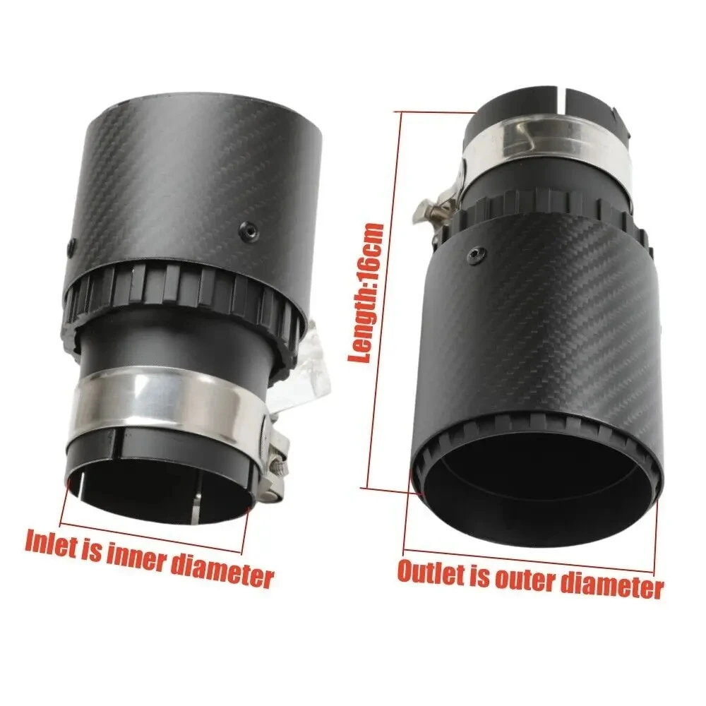 Tubo de escape negro para modificación de coche, punta de acero inoxidable con silenciador de fibra de carbono mate, 1 piezas - imagen 2