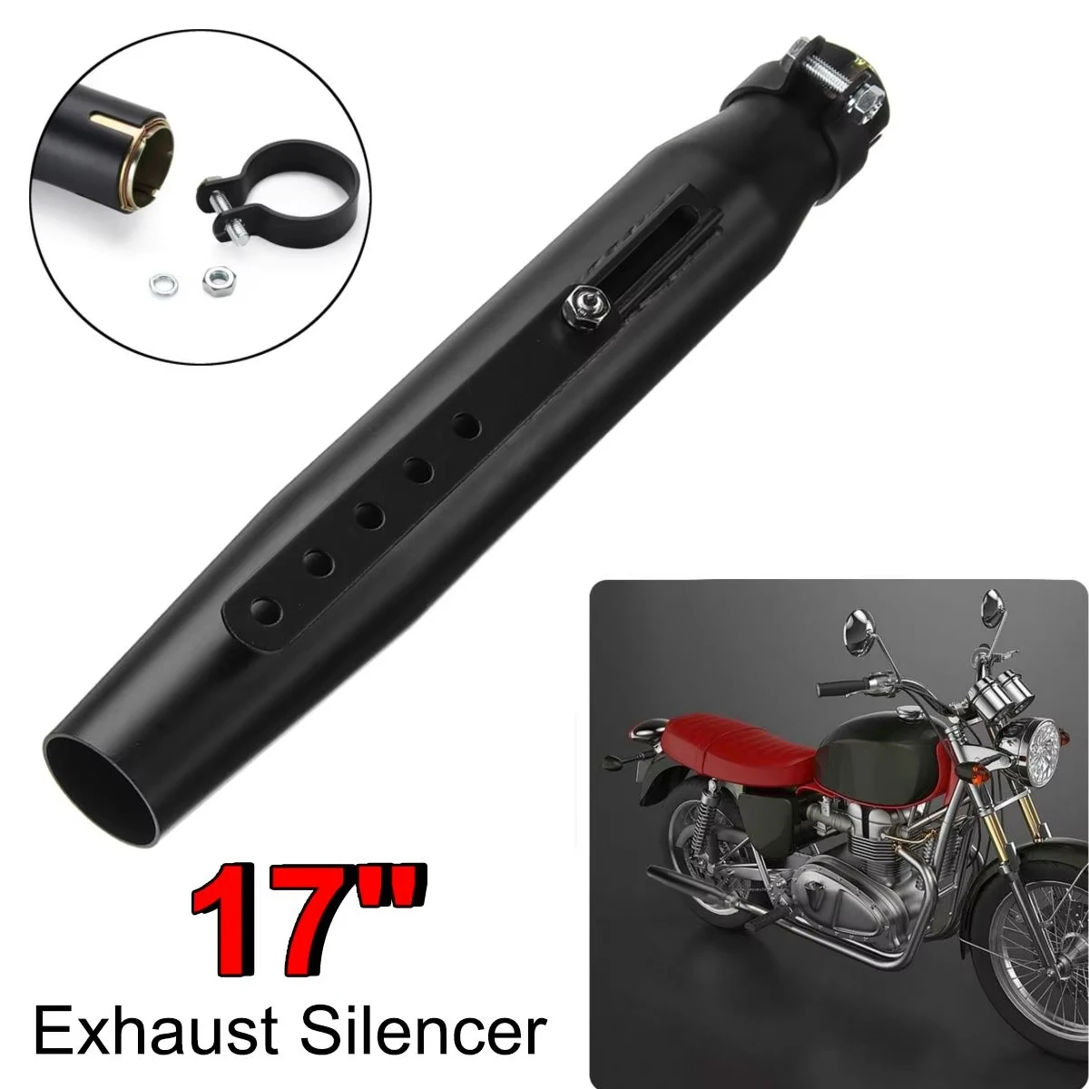 Silenciador escape moto retro galvanoplastia para Chopper Cafe Racer - imagen 2