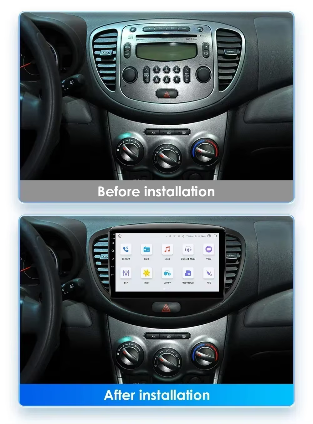 Hizpo Radio 2 DIN con CarPlay inalámbrico y GPS para Hyundai i10 - imagen 2
