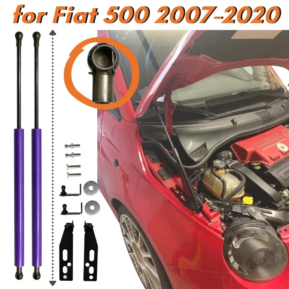 Resortes de gas capó Fiat 500 2007-2020 fibra carbono