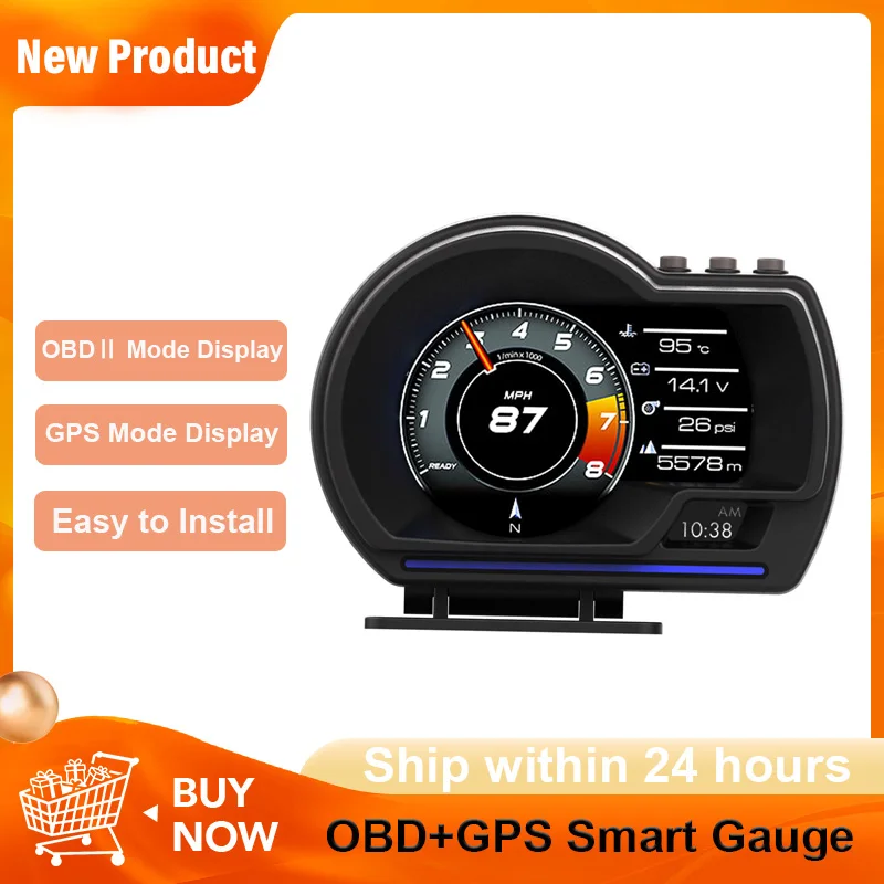 Diagnóstico OBD-II con pantalla GPS y velocímetro HD para coche