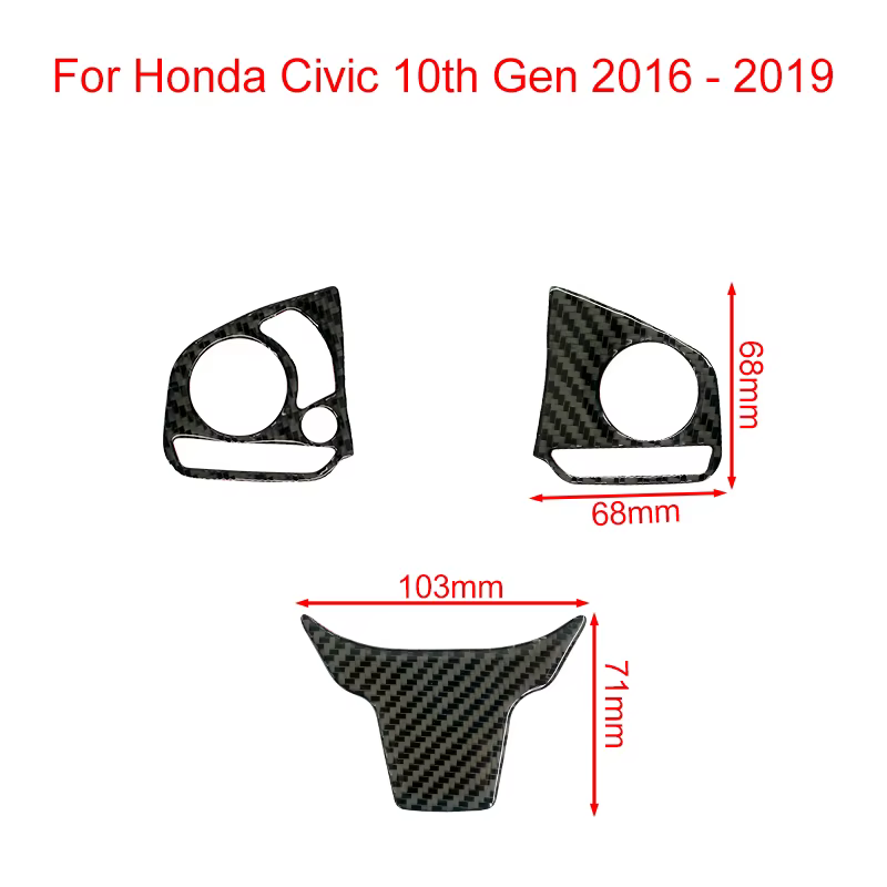 Embellecedor de fibra de carbono instalado en el volante del Honda Civic