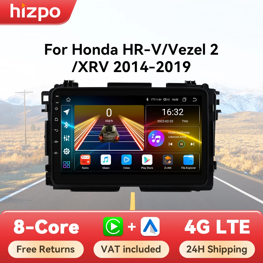 Hizpo Android 14 estéreo para Honda Vezel HR-V HRV XRV 2014 2015 2016 2017 2018 2019 Radio de coche reproductor Multimedia GPS Carplay Auto