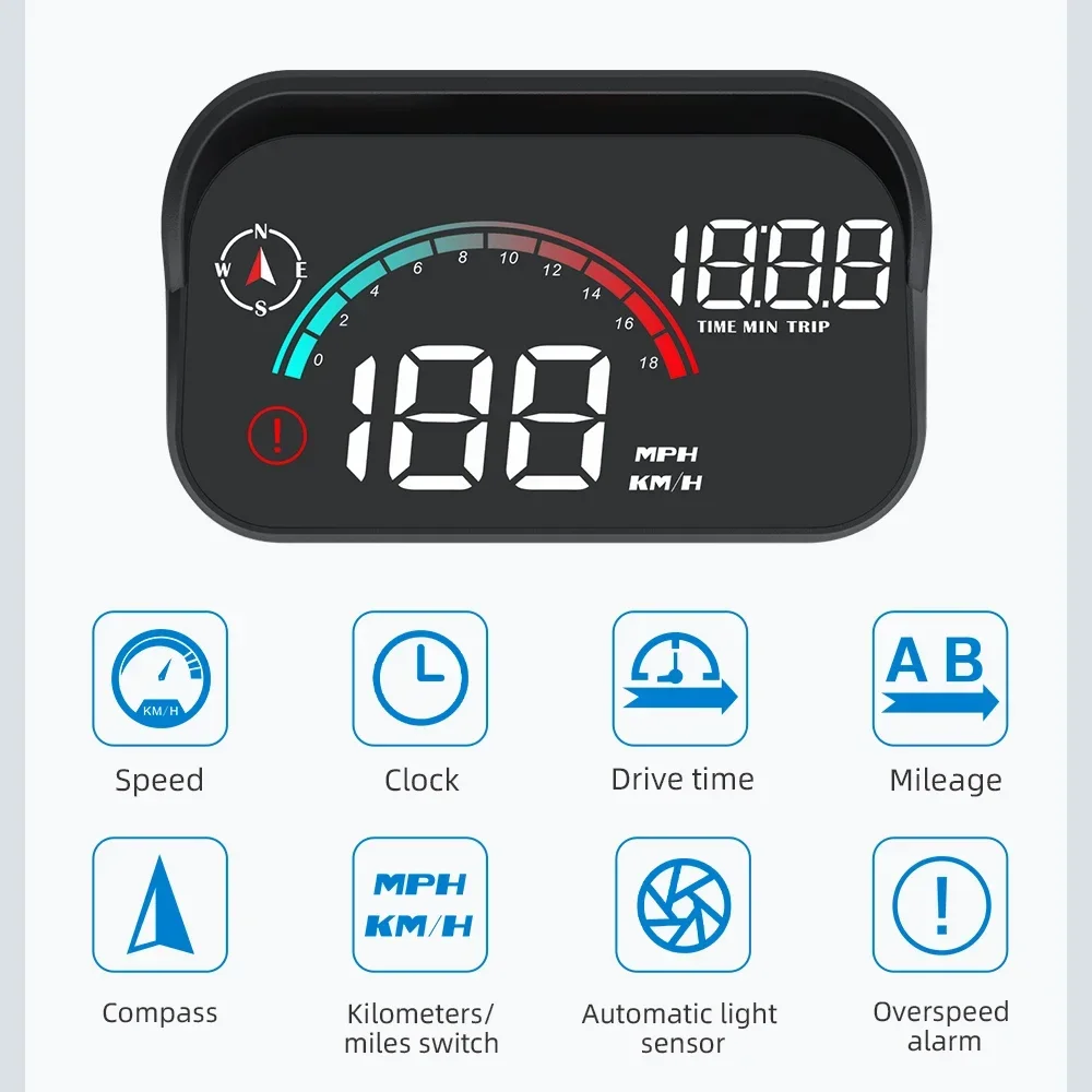 Pantalla HUD universal para coche con GPS: velocímetro digital