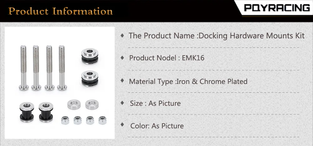 Kit de montaje hardware acoplamiento barra sissy desmontable