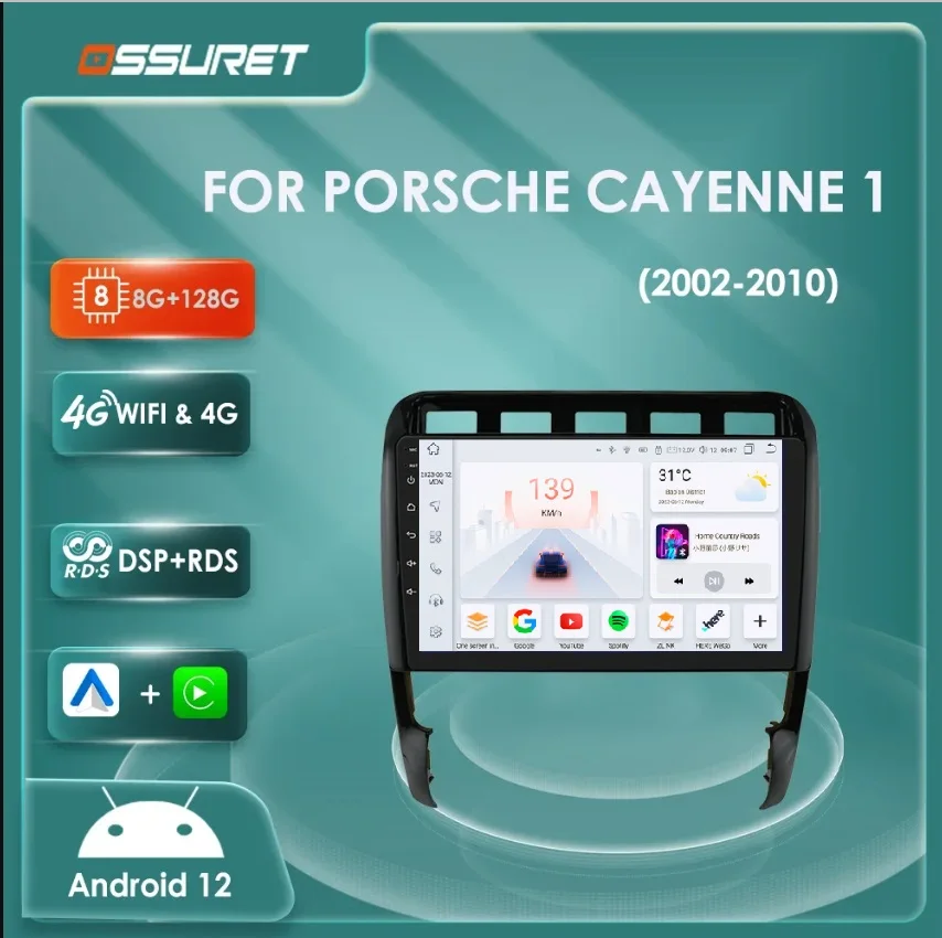 Autoradio Android con CarPlay para Porsche Cayenne 9PA 2002-2010