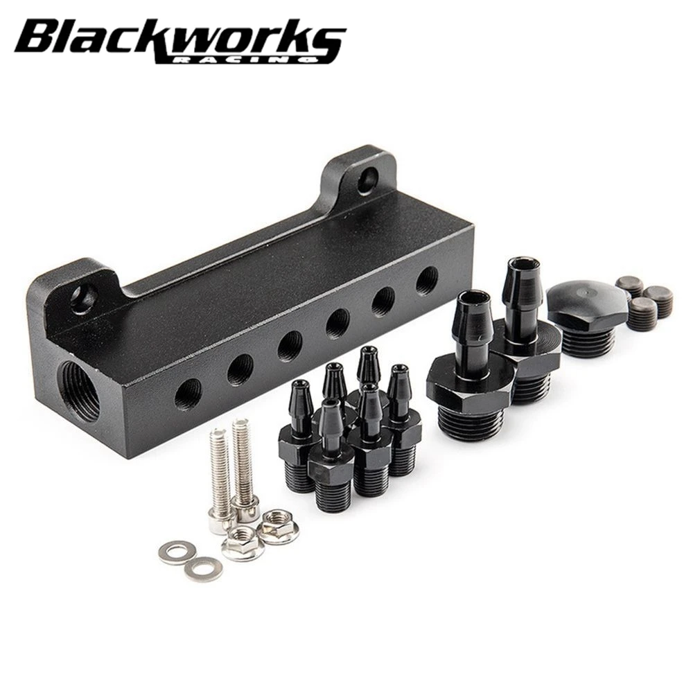 Colector de admisión turbo 6 puertos 1/8 NPT negro universal