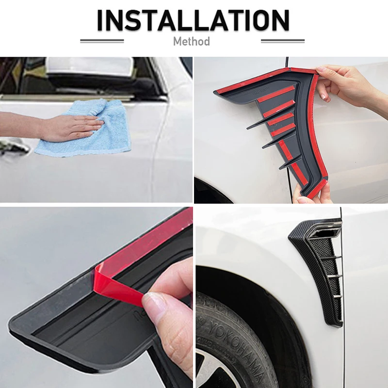 Toma de aire de capó universal de fibra de carbono negra decorativa - imagen 4