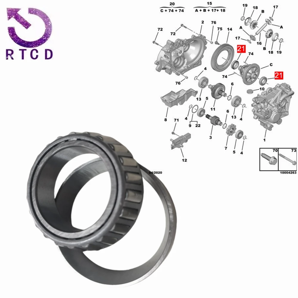 Rodamiento diferencial 312518 para Peugeot 206, 207 y Citroën C4