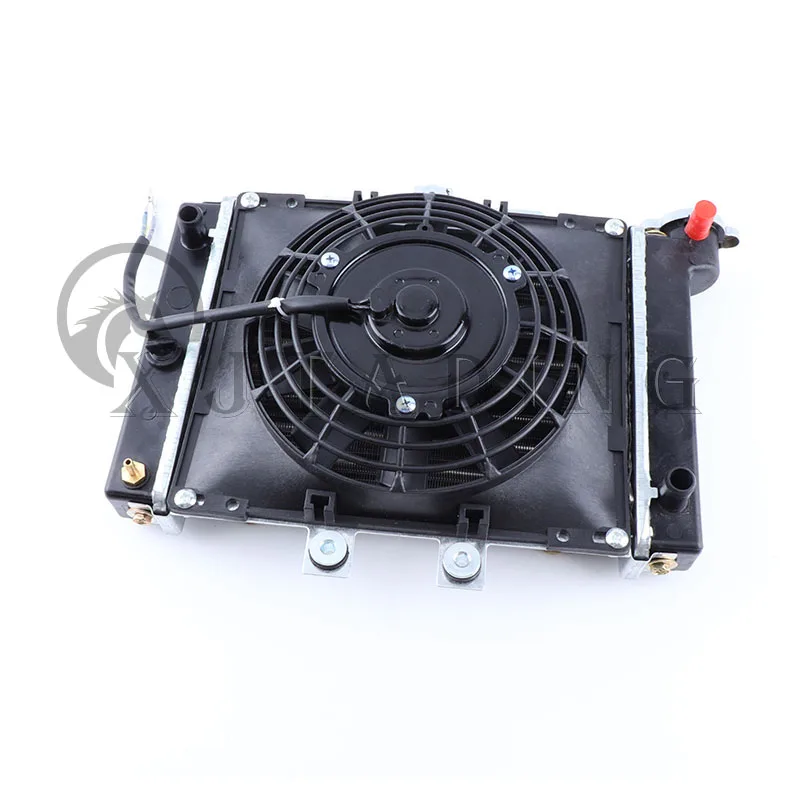 Detalle del conjunto de radiador y ventilador