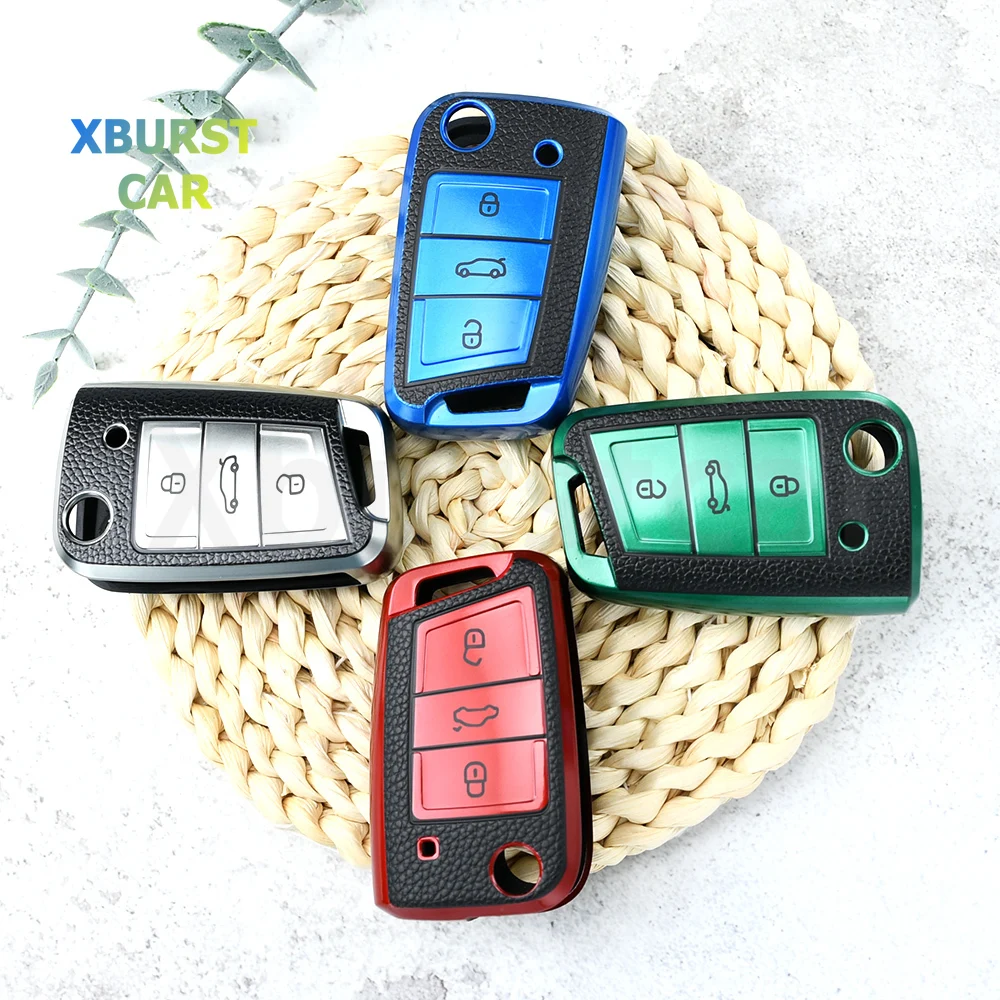 Funda TPU cuero llave VW Tiguan Golf SEAT Ateca Leon Ibiza Skoda