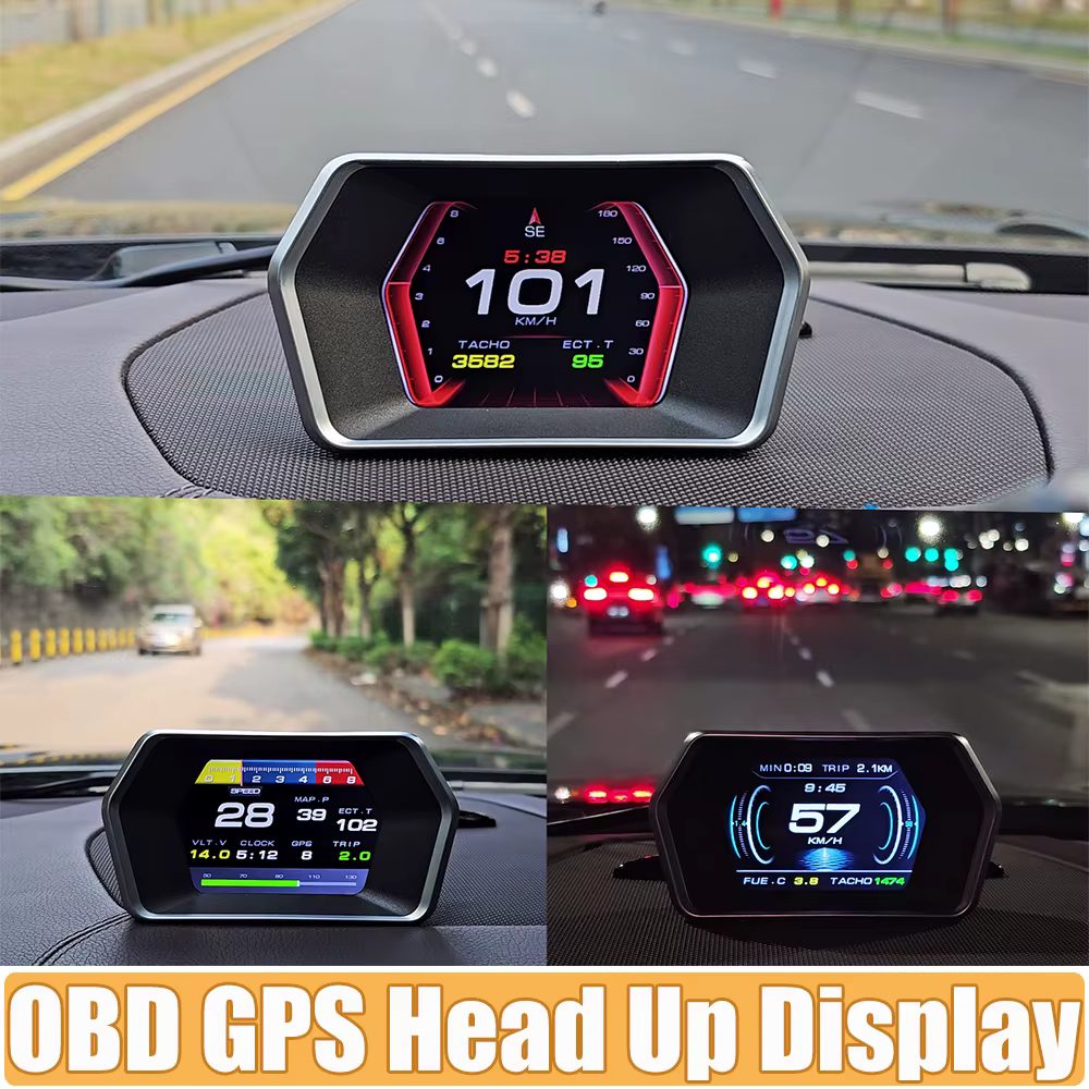 Pantalla HUD P17 con GPS y OBD2 para aviso de velocidad