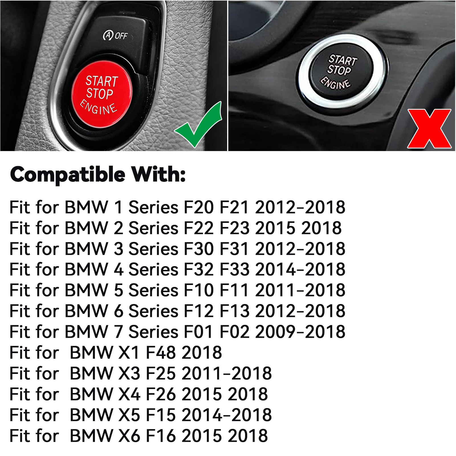 Pulsador encendido-apagado rojo BMW Serie F20 F30 F31 F48 X1 X3 X5 - imagen 4