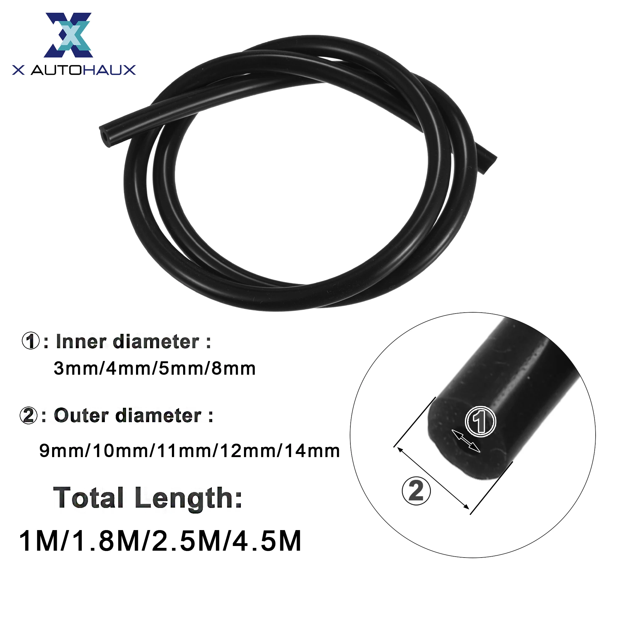 Autohaux Manguera de vacío de silicona universal 3-11 mm