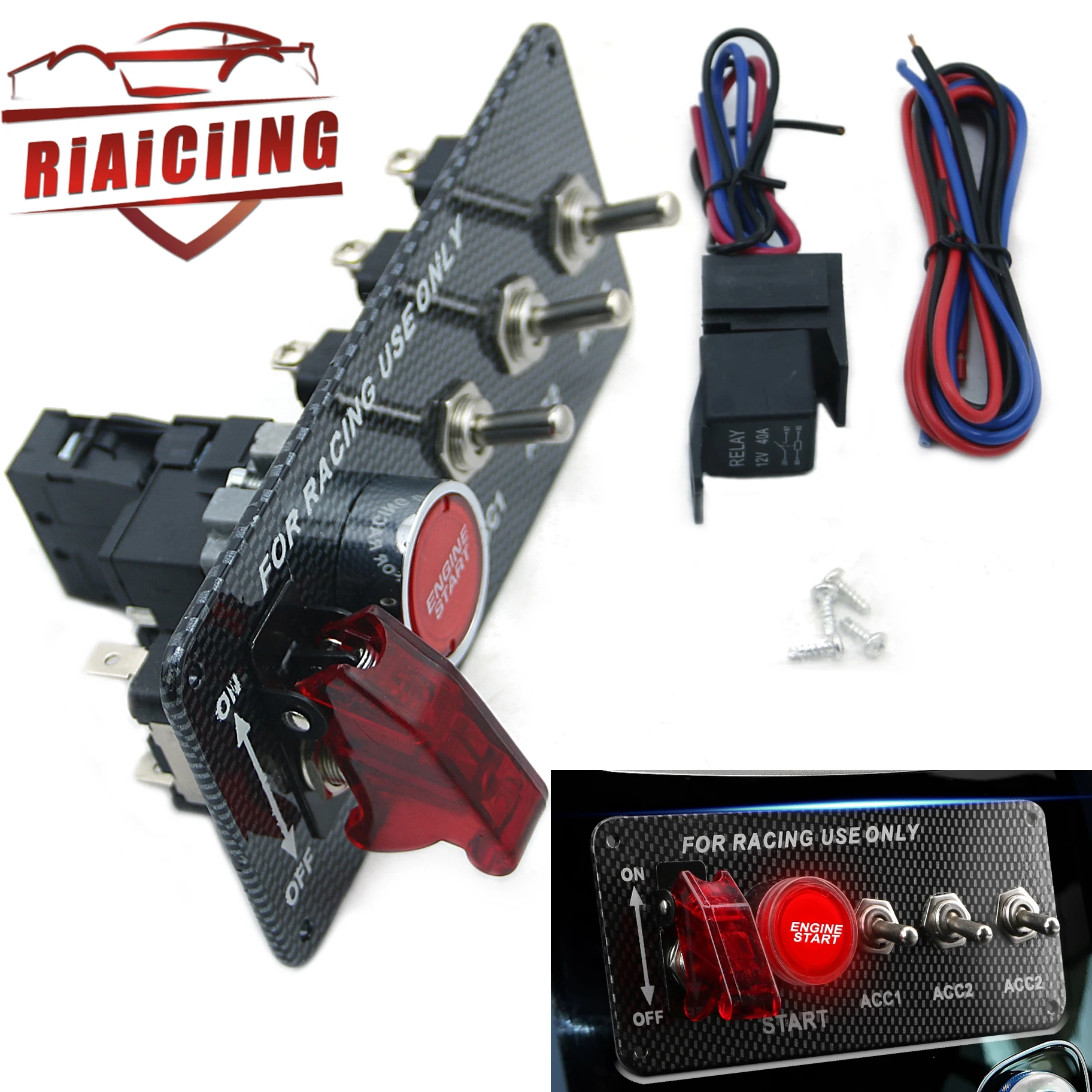 Panel interruptor de arranque LED universal para coche de competición