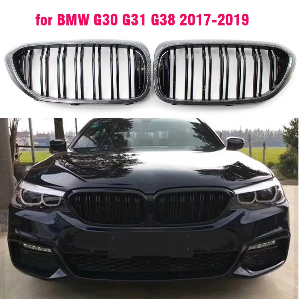 Parrilla parachoques delantero fibra carbono BMW 5 Serie G30/G31 negra mate