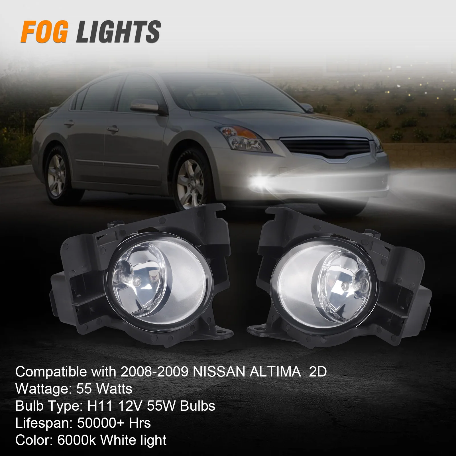 Luz antiniebla para Nissan Altima 2008-2009 con lente humo - imagen 2