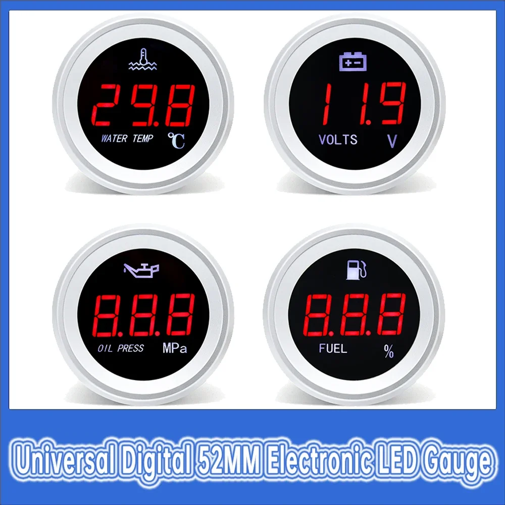 Medidor Electrónico LED Digital Universal de 12/24V, 52MM