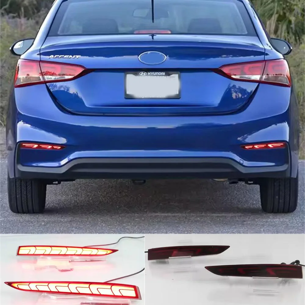 Luz trasera con frenado para Hyundai Solaris Accent 2017-2018, lámpara antiniebla de conducción, accesorios para coche, Reflector de luz LED para parachoques trasero
