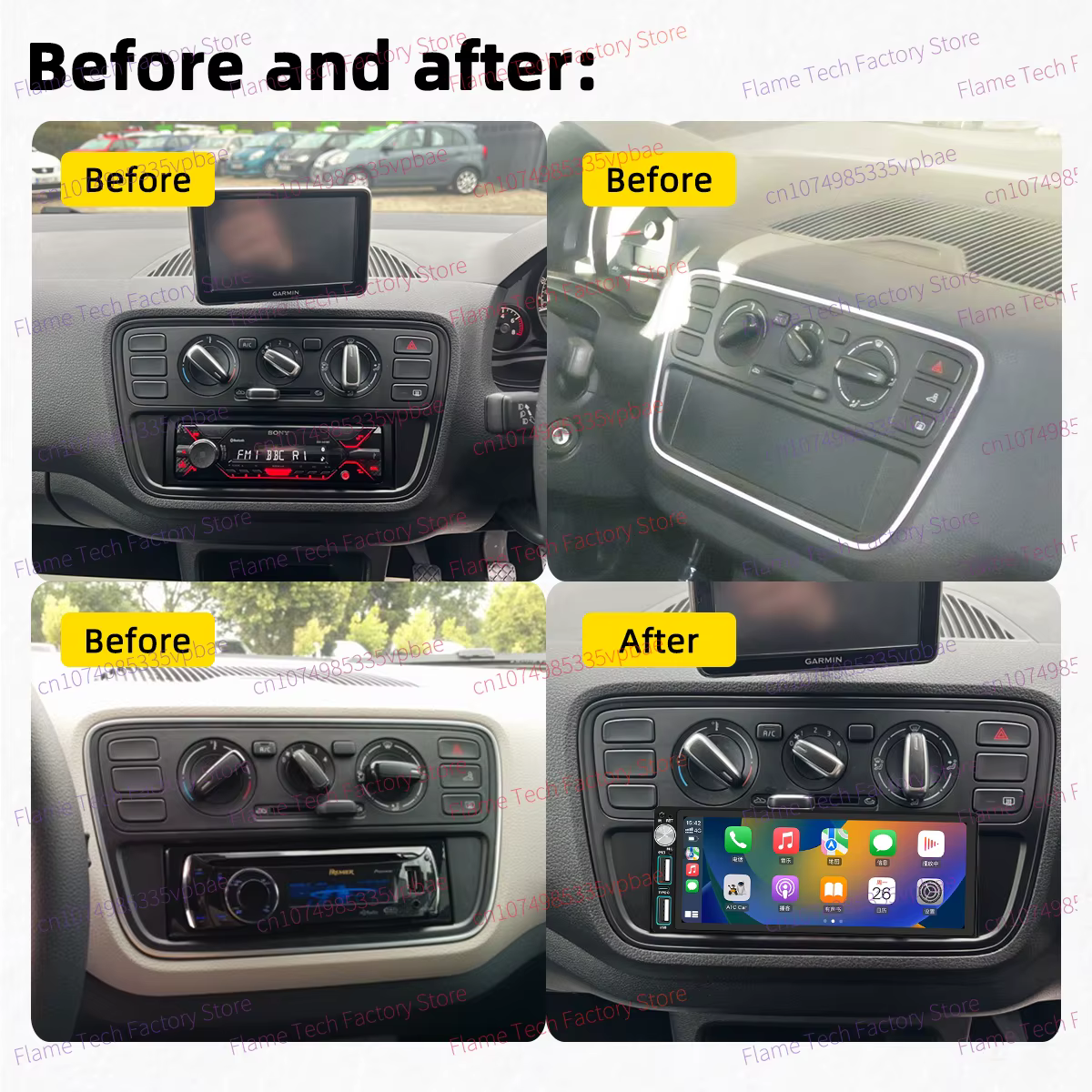 Wireless Carplay Autoradio 6.86" 1Din Radio Android Car Multimedia for VW Volkswagen UP 2011-2017 Stereo Head Unit Navigation - imagen 2