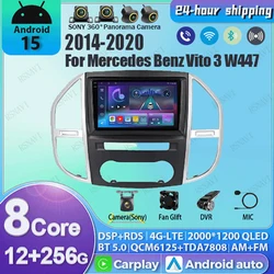 Radio Android 15 QLED 2K para Mercedes Vito W447 con CarPlay