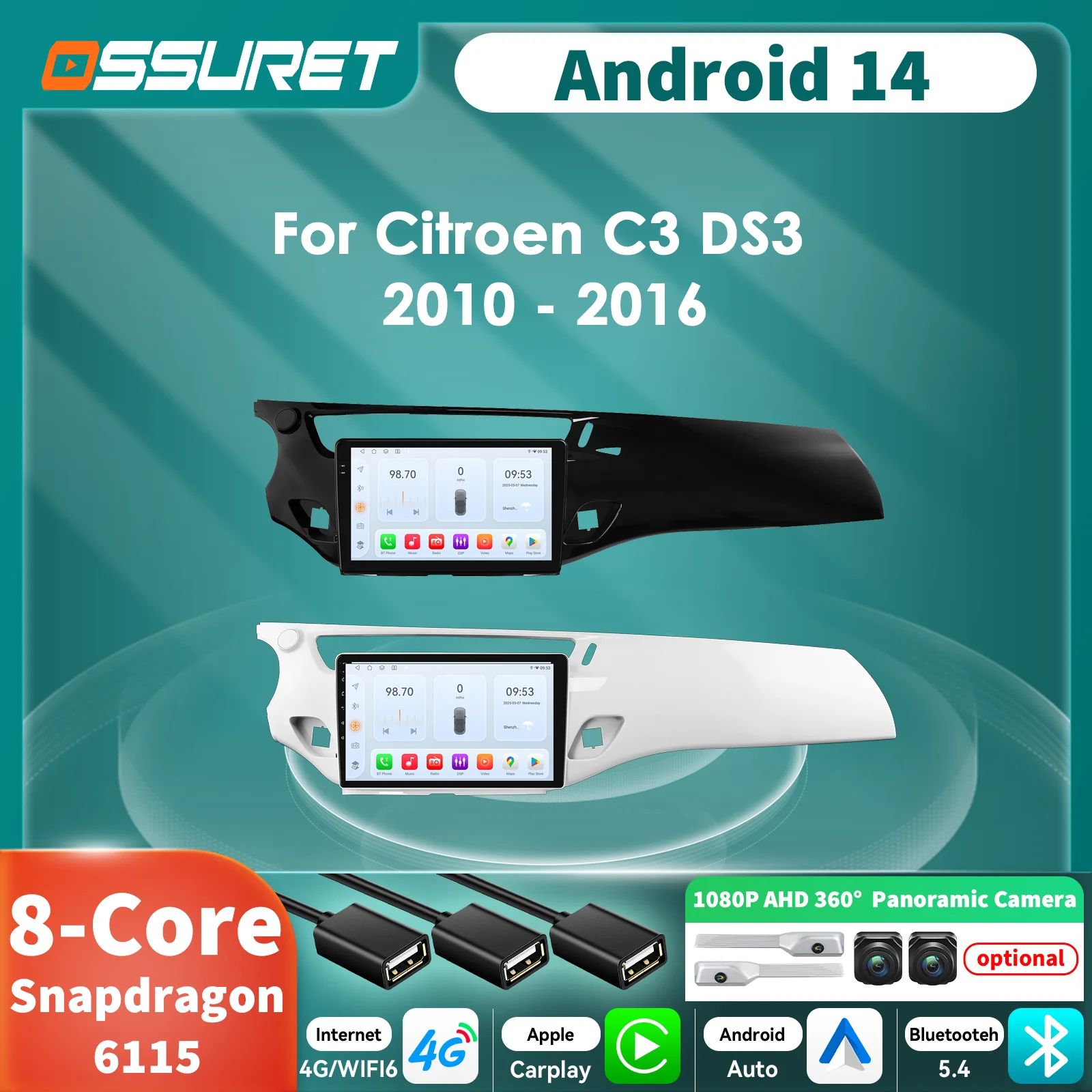 Radio Android para Citroen C3 DS3 con CarPlay inalambrico y WiFi
