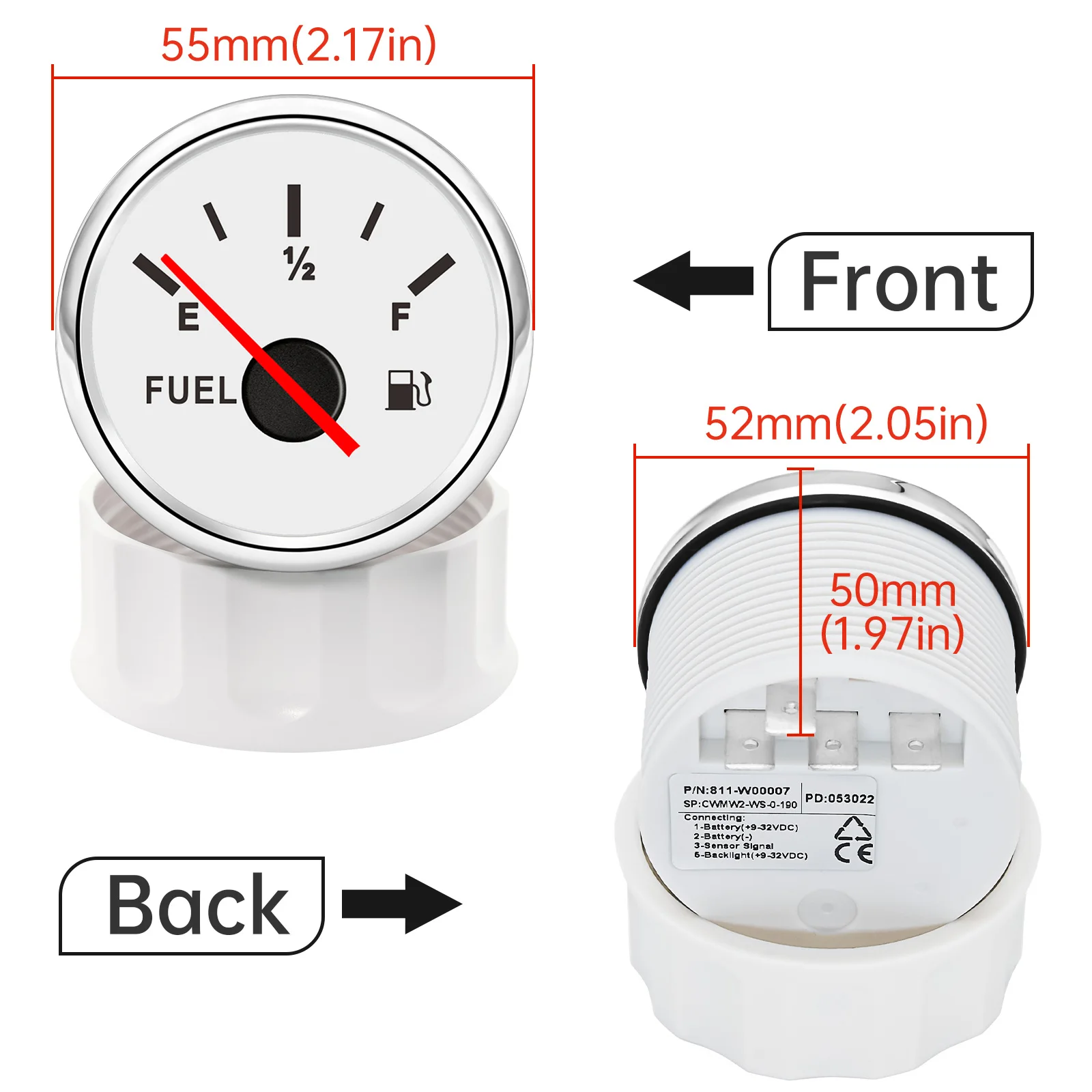 Indicador de nivel de combustible y aceite 52 mm para coche y barco - imagen 4