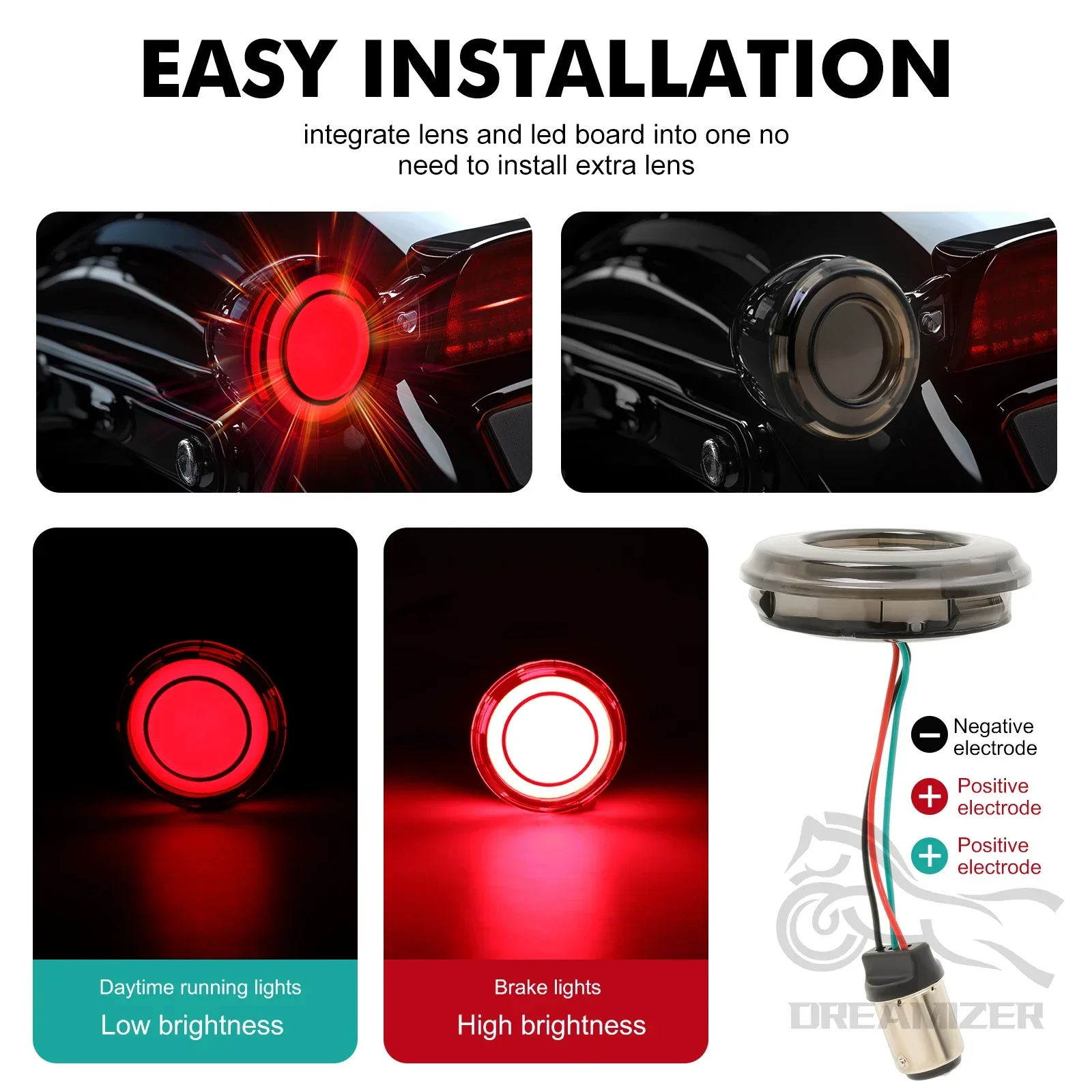 Lámpara intermitente bala LED roja 2'' Harley Sportster Tri Glide - imagen 4