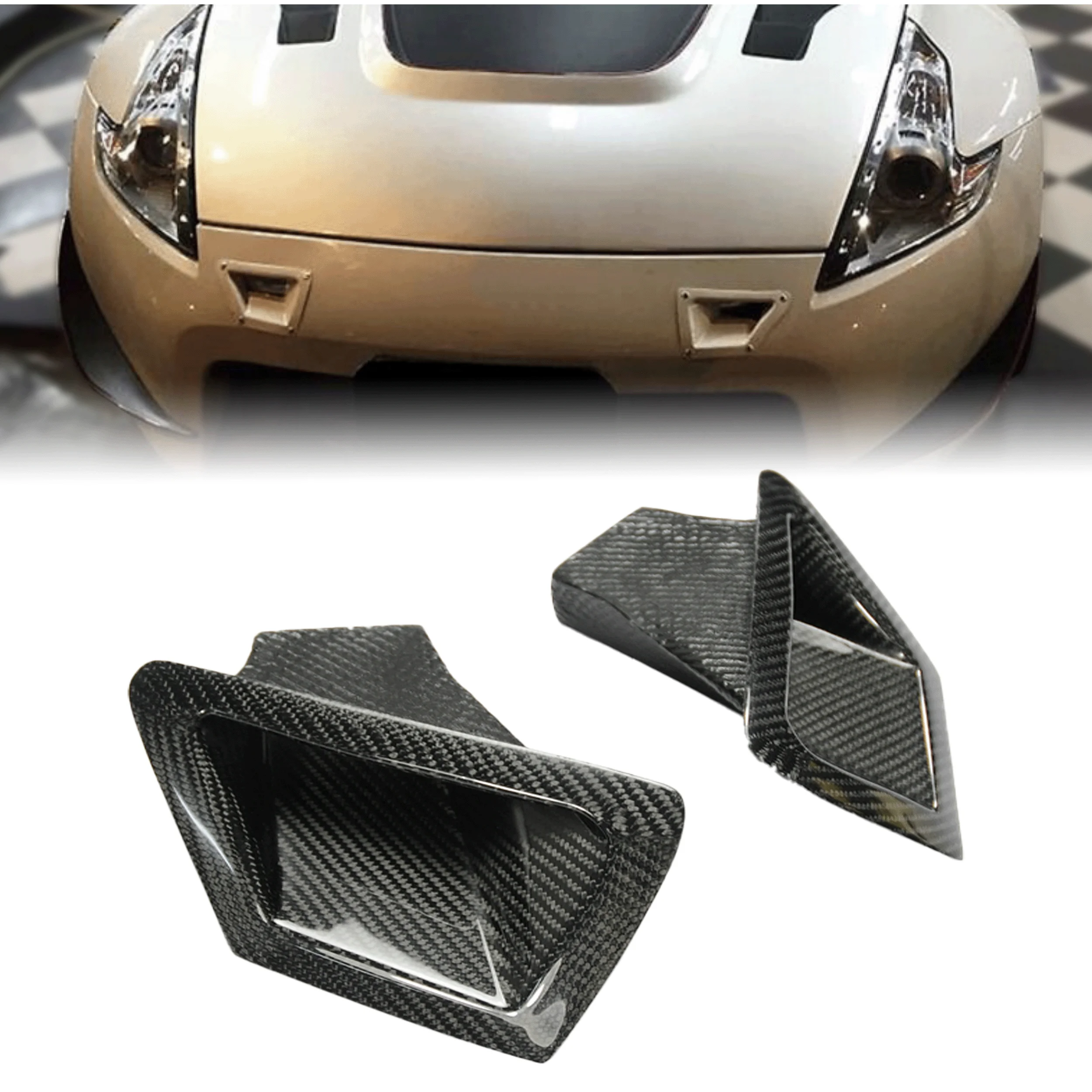 Conductos parachoques delantero fibra de carbono Nissan 370Z Z34 2009+
