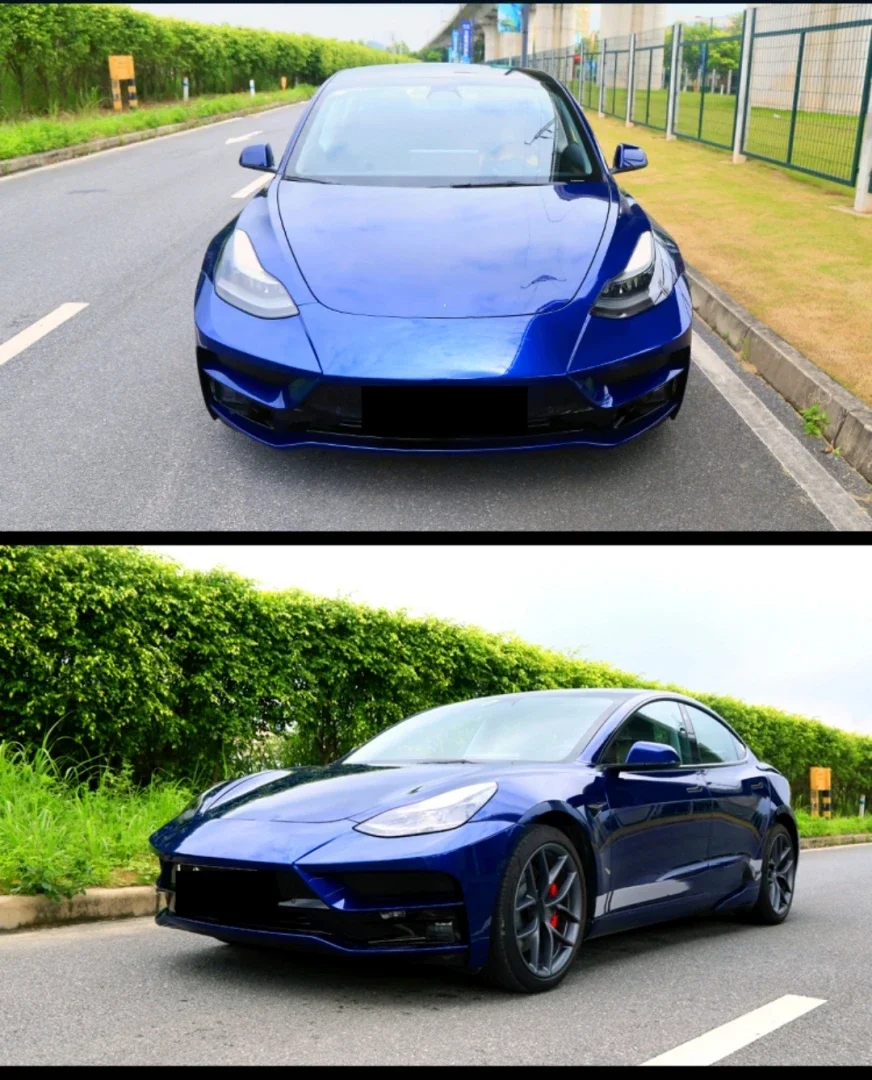 Kit de carrocería para Tesla Model 3, actualización Y, parachoques delantero trasero, cola, labio trasero, falda lateral, accesorios para coche - imagen 4