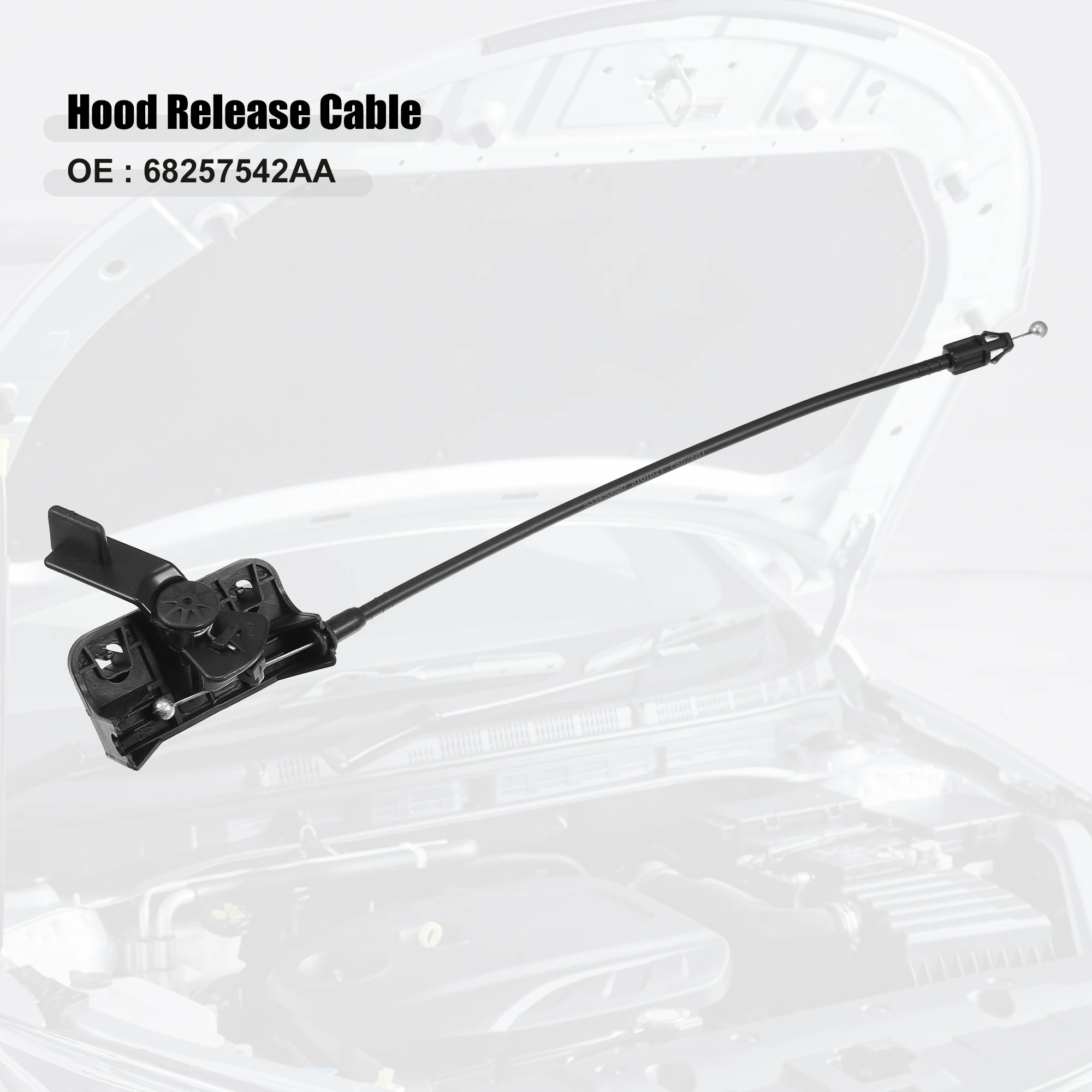 UXCELL 68257542AA Cable de liberación del capó del automóvil apto para Jeep Compass - Paquete de 1 negro