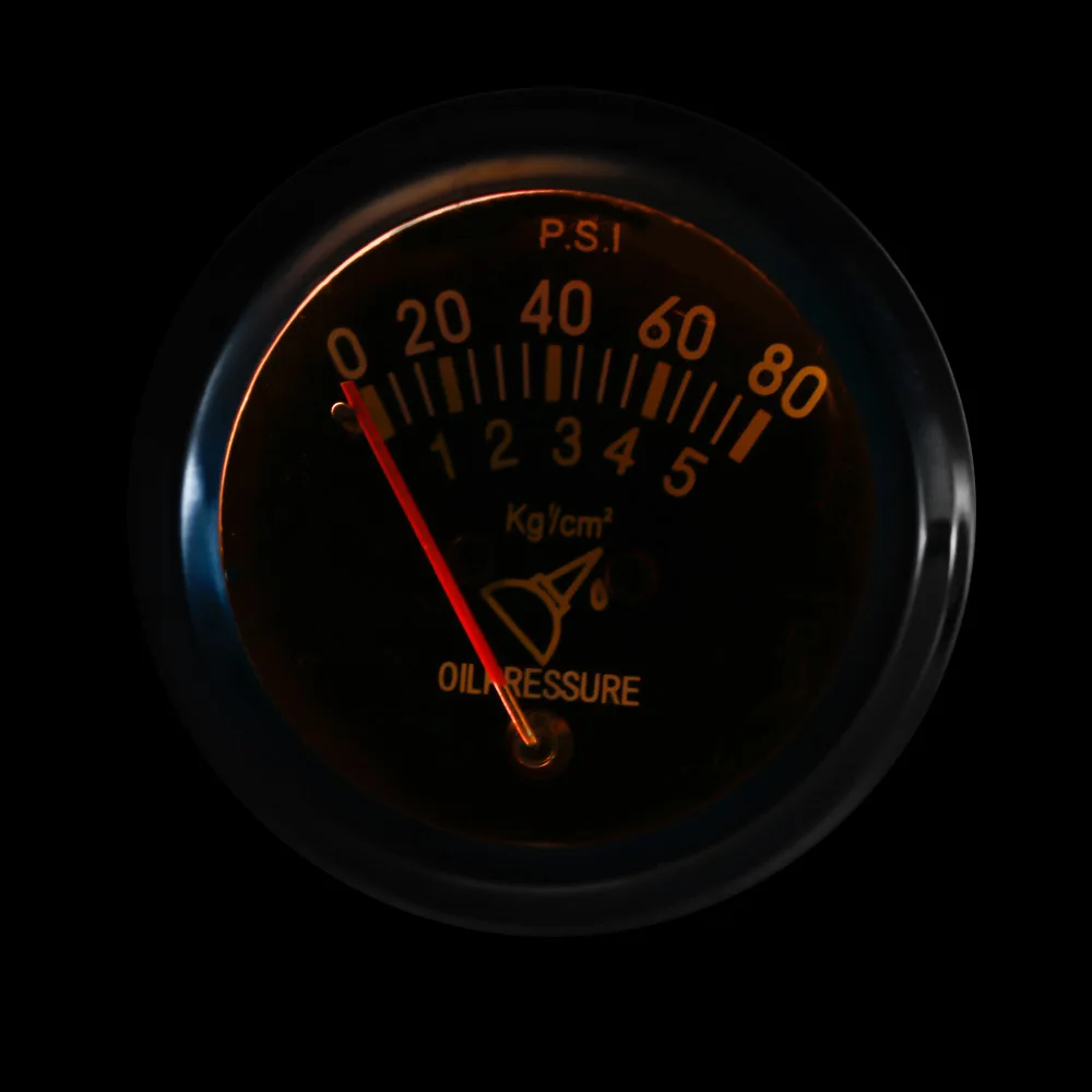 Manómetro mecánico de presión de aceite cromado 52 mm 0-80 PSI - imagen 4