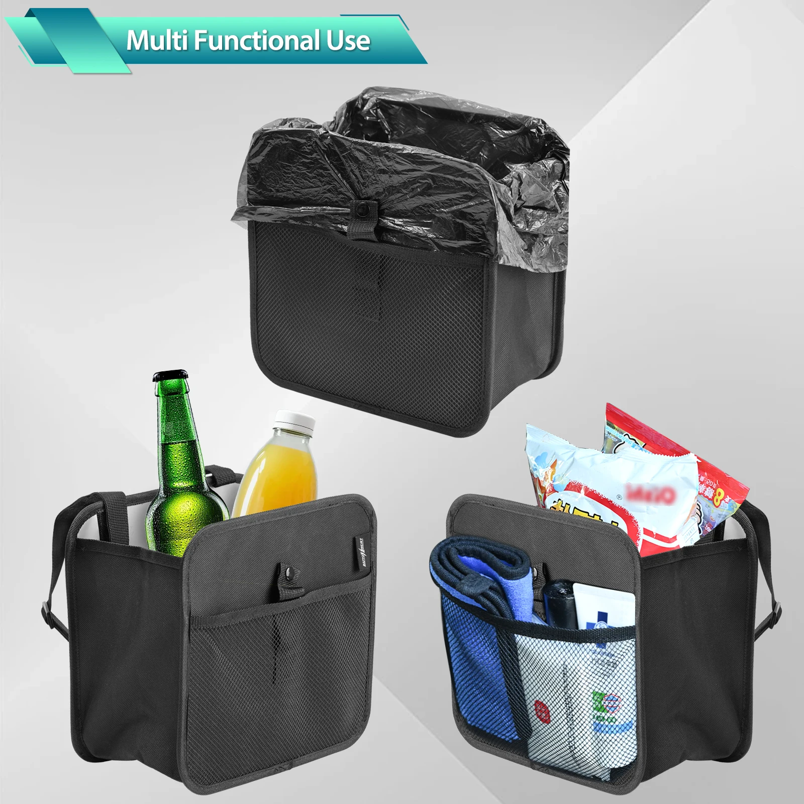 Cubo de basura para coche con soporte y organizador de residuos - imagen 2