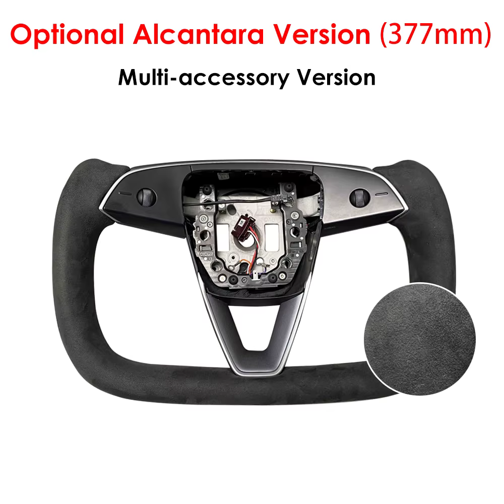 Detalle del volante de yugo para Model 3 Highland