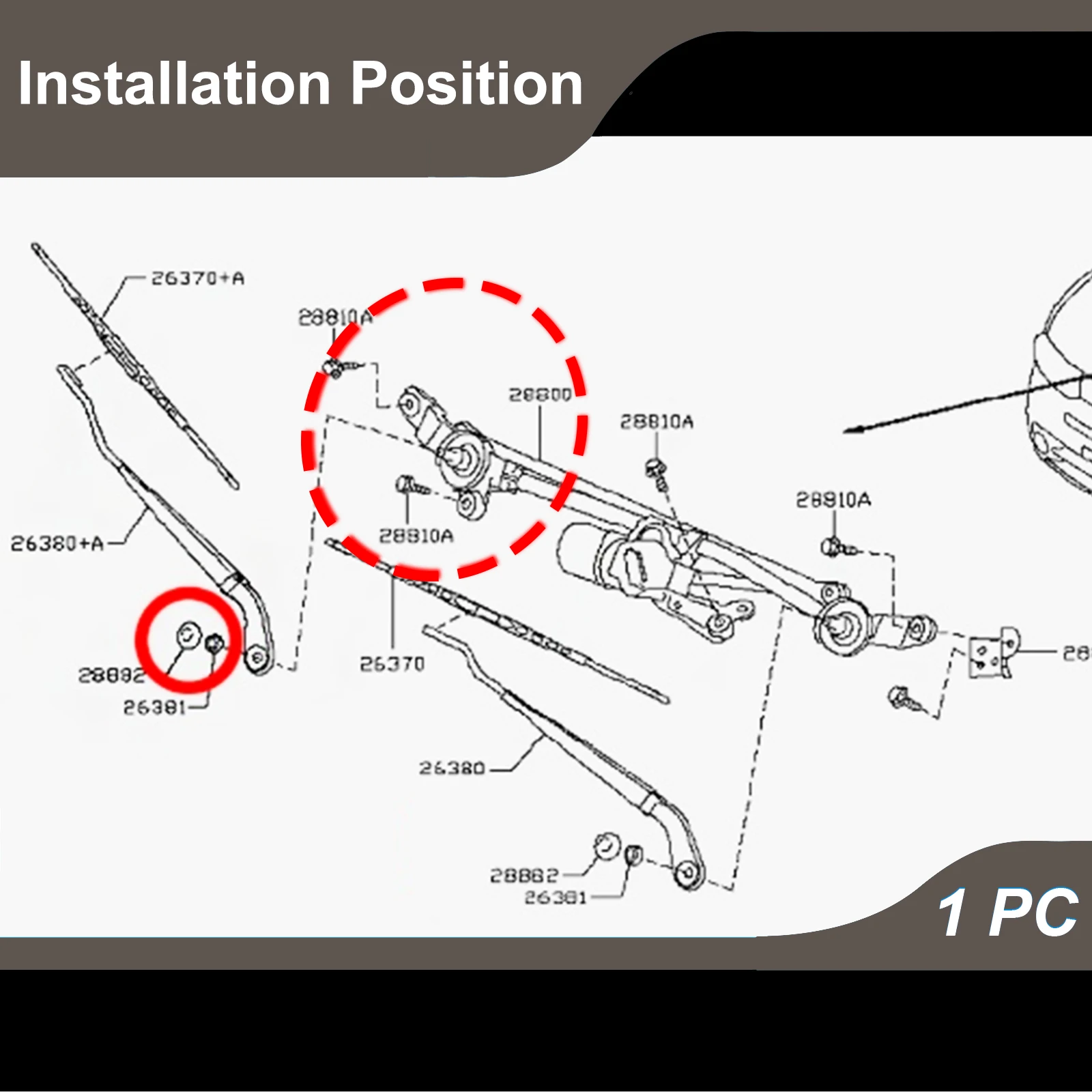 Tapa de la tuerca del brazo del limpiaparabrisas delantero del coche, accesorio para Nissan Cube Juke Qashqai J10 Dualis Infiniti ESQ 2010 2011 2012, 1 unidad - imagen 5