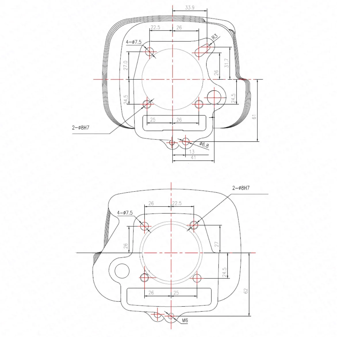 Kit de cilindro YX 140 cc de 56 mm con juntas para YX140 - imagen 5