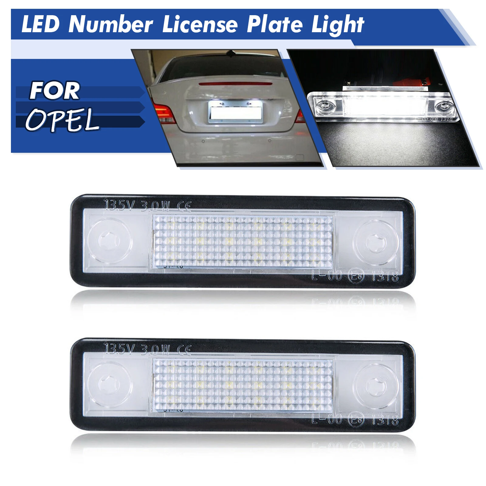 Luz LED de matrícula sin errores para Opel Signum, Tigra A y Speedster