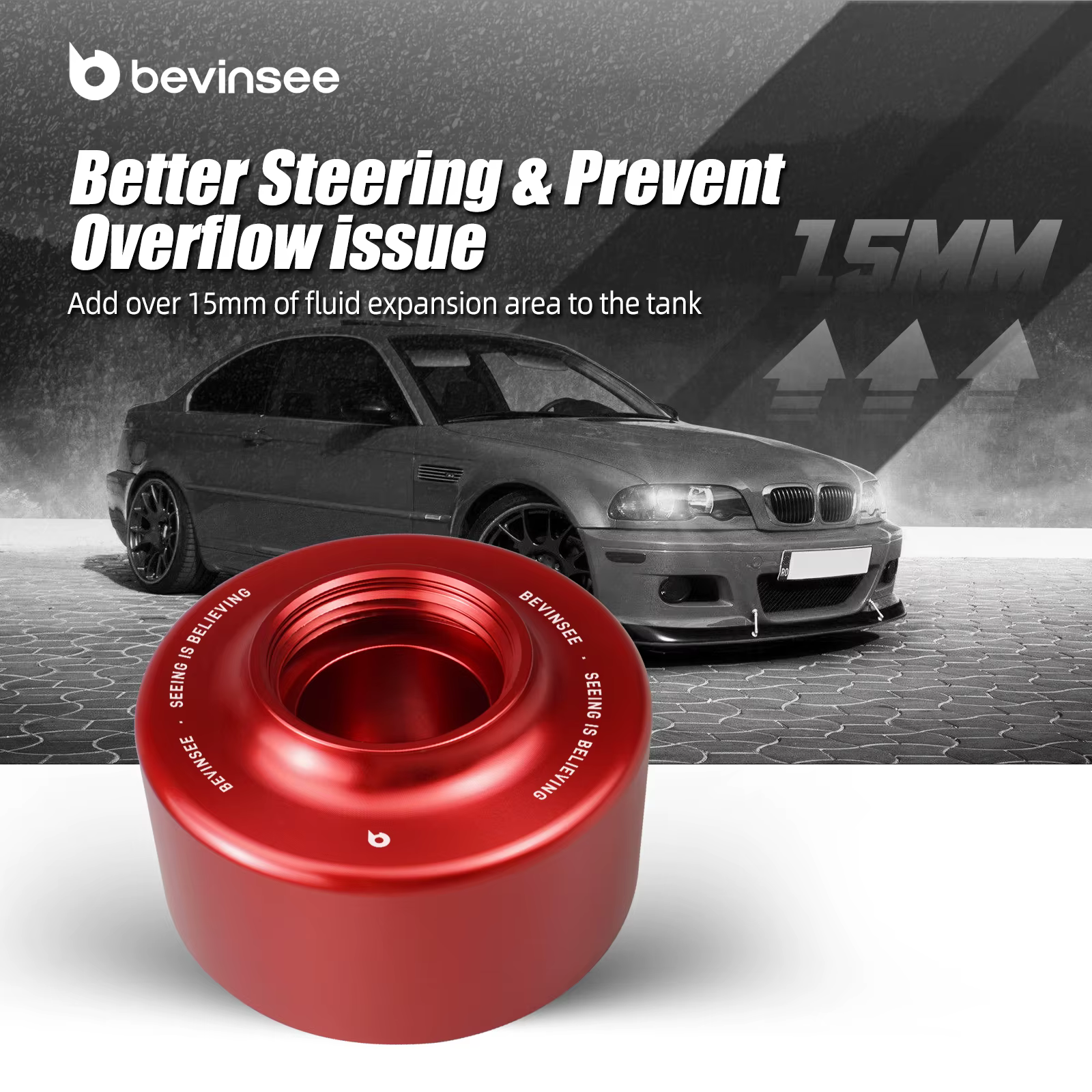 Depósito de dirección asistida de aluminio BMW E36 E46 E90 E92 X5 E53 - imagen 2